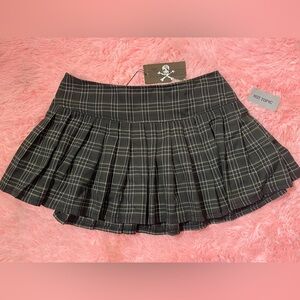 Hot Topic ROYAL BONES Green Plaid Pleated Skirt Large NYC Punk